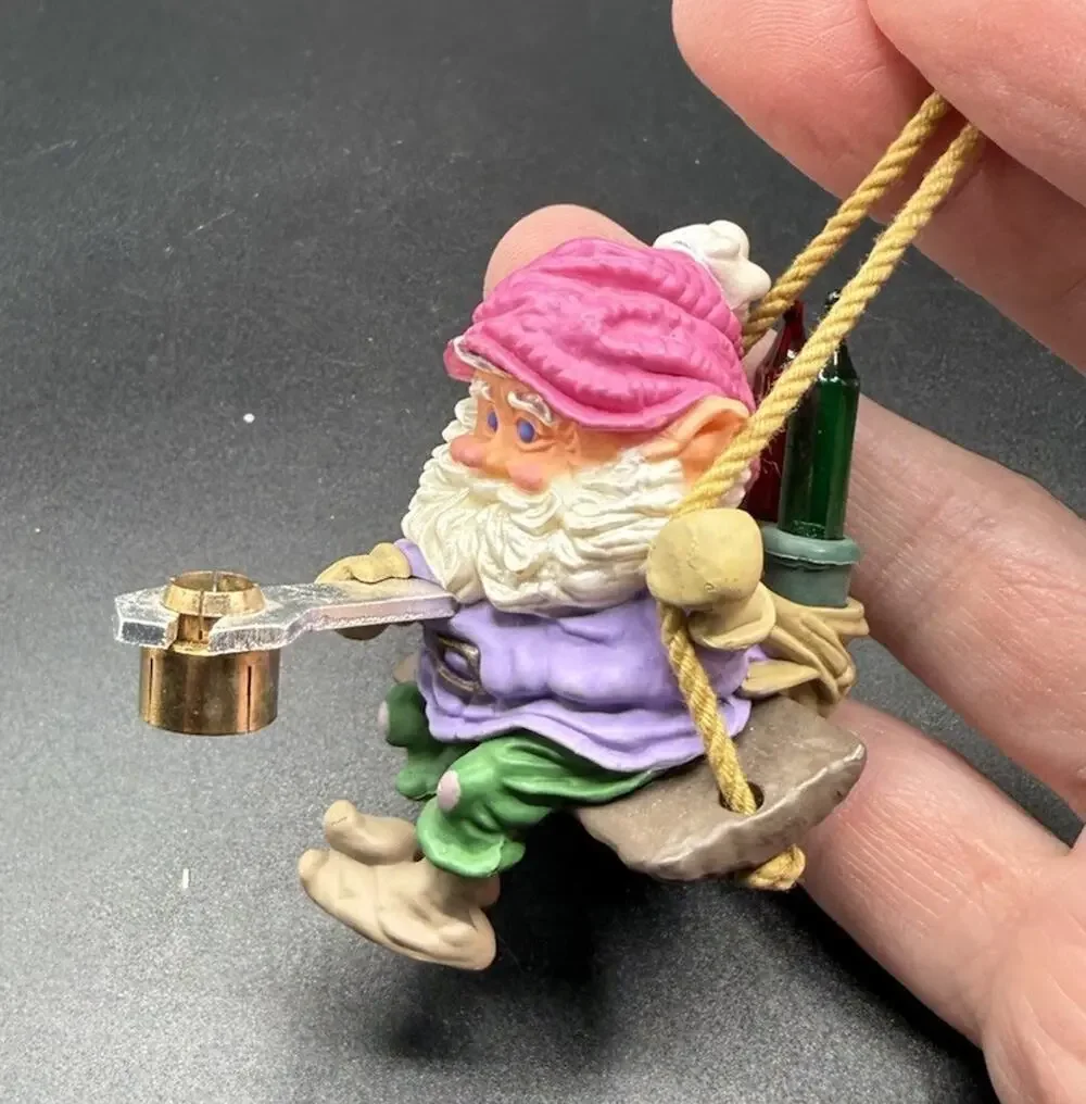 Hallmark Ornament Christmas North Pole Power & Light Elf 1987 Lighted No Box L17